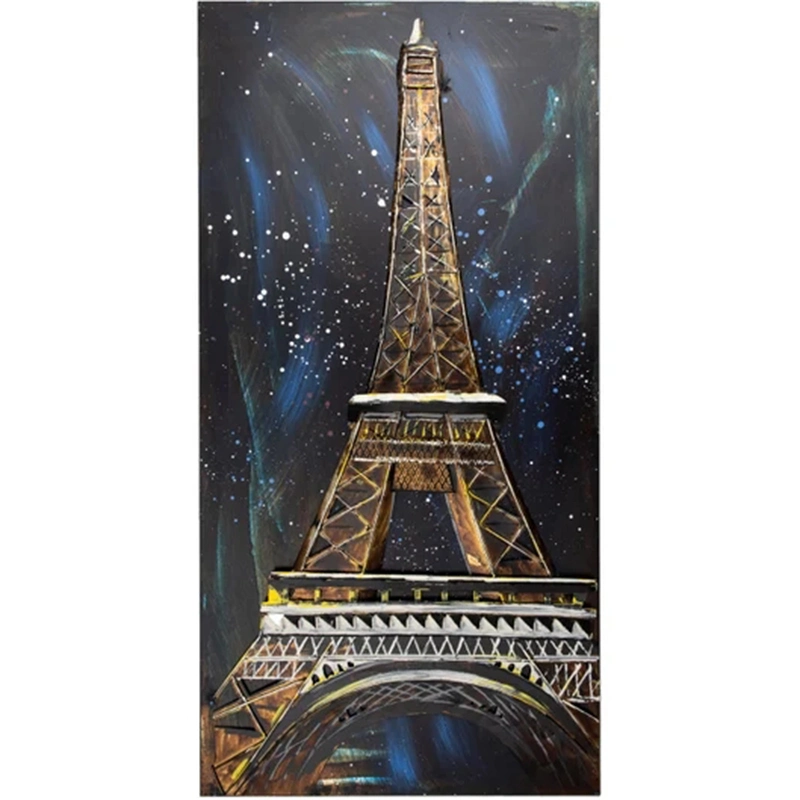 Vancy Arts Original Handicrafted Eiffel Tower Metal Art Hammered Galvanized Wall Art Home Decor 3D Metal Wall Art